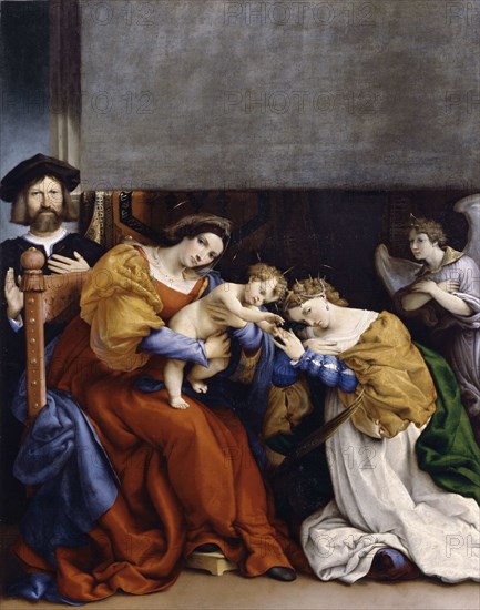 The Mystical Marriage of Saint Catherine with the Donor Niccolò Bonghi, 1523. Creator: Lotto, Lorenzo (1480-1556).