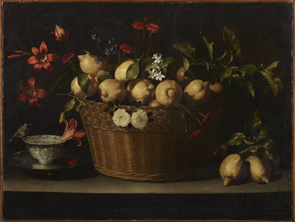 Still Life with Lemons in a Wicker Basket, ca 1643-1649. Creator: Zurbarán, Juan de (1620-1649).