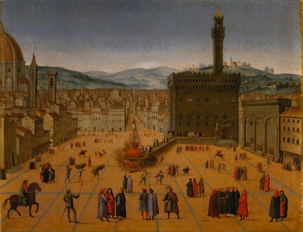 Girolamo Savonarola's execution on the Piazza della Signoria in Florence in 1498, Early 17th cen.. Creator: Anonymous.