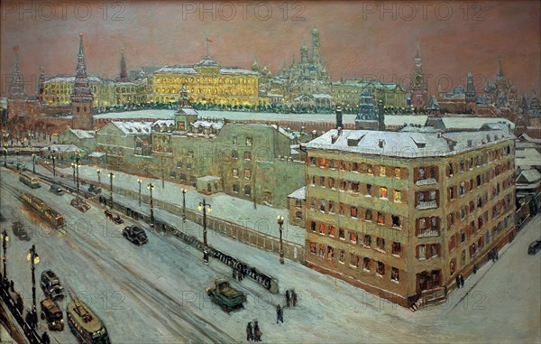 Moscow at night, 1939. Creator: Vogeler, Heinrich (1872-1942).