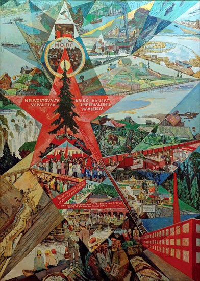 Karelia and Murmansk (agitation panel), 1926. Creator: Vogeler, Heinrich (1872-1942).