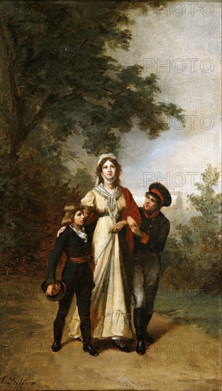 Queen Luise with her sons in Luisenwahl Park, c.1886. Creator: Steffeck, Carl (1818-1890).