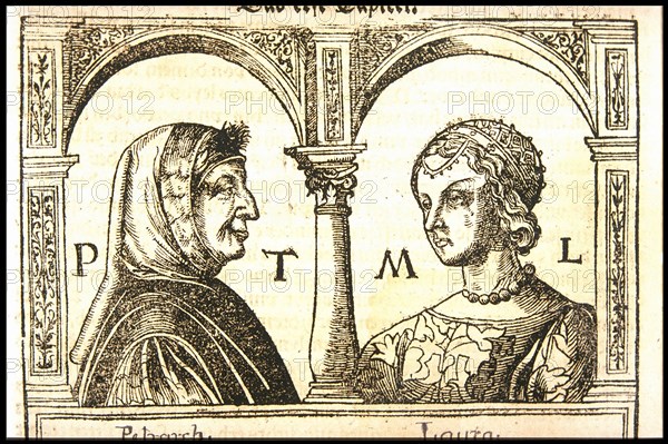 Petrarch and Laura, ca 1545. Creator: Burgkmair, Hans, the Elder (1473-1531).