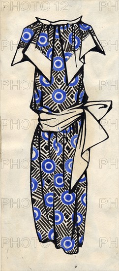 Design for a dress, 1924. Creator: Popova, Lyubov Sergeyevna (1889-1924).