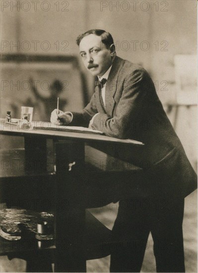 Portrait of Thomas Theodor Heine (1867-1948) in his studio, c.1913. Creator: Anonymous.