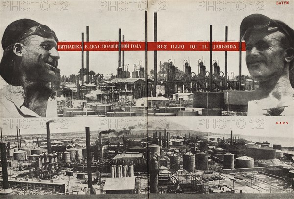 Five-Year Plan: Batumi - Baku. Illustration from USSR Builds Socialism, 1933. Creator: Lissitzky, El (1890-1941).