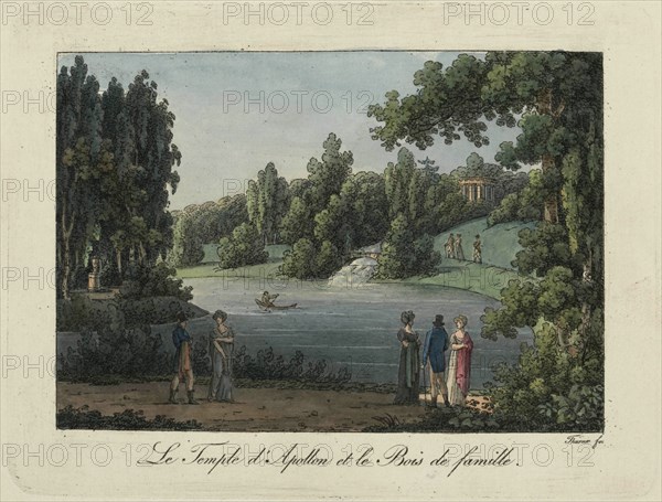 The Temple of Apollo and Cascade in the Pavlovsk park, 1810s. Creator: Thurner (active first quarter of the 19th century).