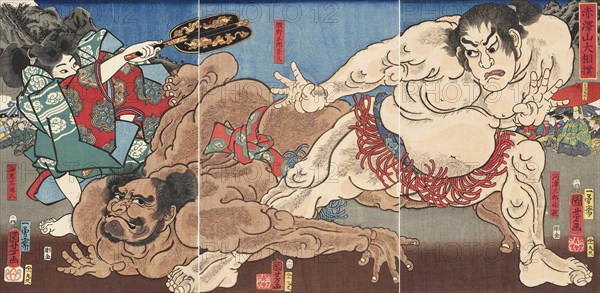 Akazawayama ozumo (Grand Sumo Tournament on Mount Akazawa), 1858.