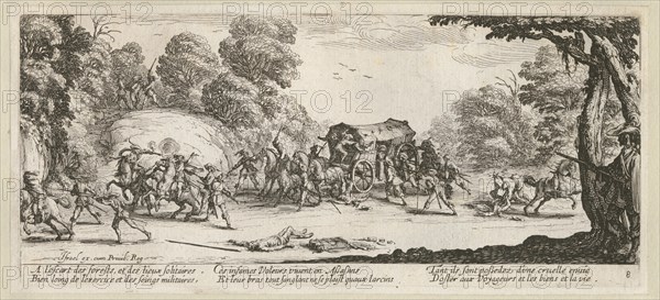 The Miseries and Misfortunes of War, folio 8: Attack on a Coach, 1633.