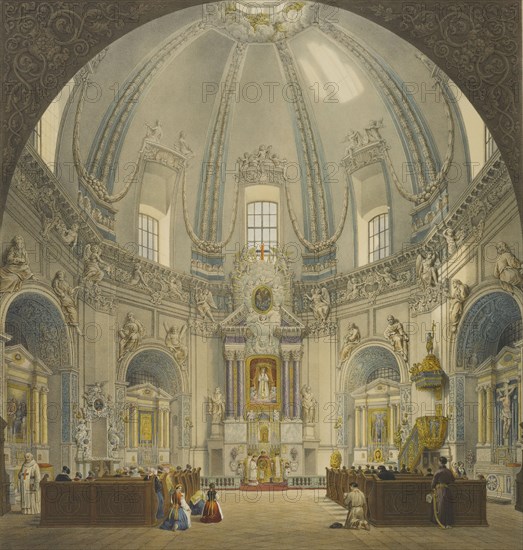 Interior of Trinitarian Church of Christ the Redeemer in Antakalnis, Vilnius, 1847.