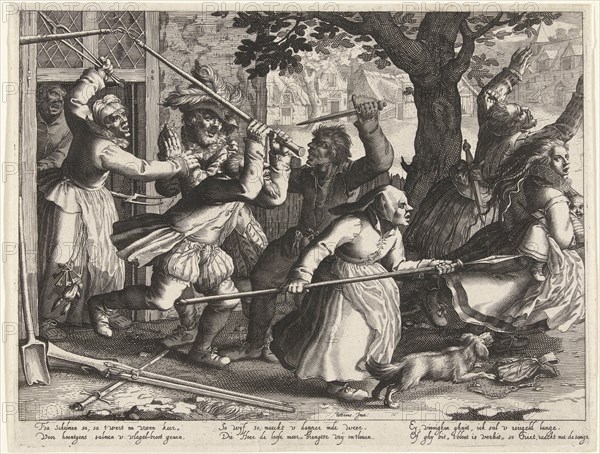 The rich people hunted out of their homes by armed peasants. From the Series Boereverdriet (Horrors