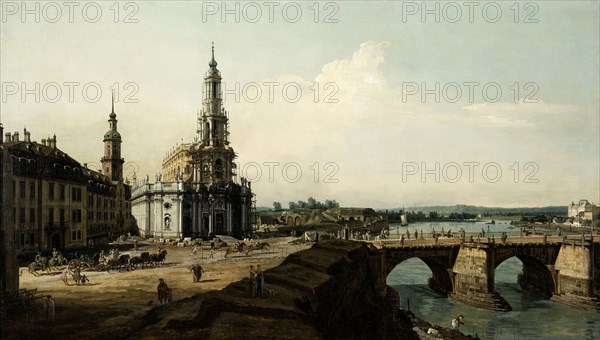 Dresden seen from the left banks of the river Elbe, 1748.