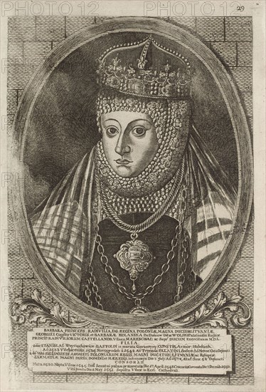 Barbara Radziwill (1520-1551), Queen of Poland. From: Icones Familiae Ducalis Radivilianae, 1758.