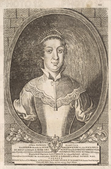 Anna Radziwill (Sadowski). From: Icones Familiae Ducalis Radivilianae, 1758.