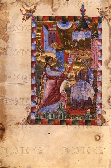 The Annunciation (Manuscript illumination from the Matenadaran Gospel), 1287.