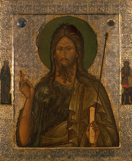 Saint John the Forerunner with Saint John Climacus and Saint Theodore Stratelates, after 1571.