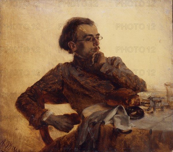 Richard Menzel, painter's brother at breakfast, 1848.