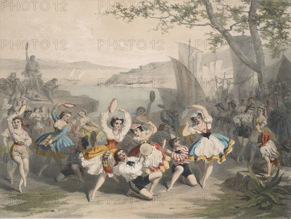 Tarantella. Scene from the Ballet L'étoile de Messine by Nicolò Gabrielli, ca 1865.