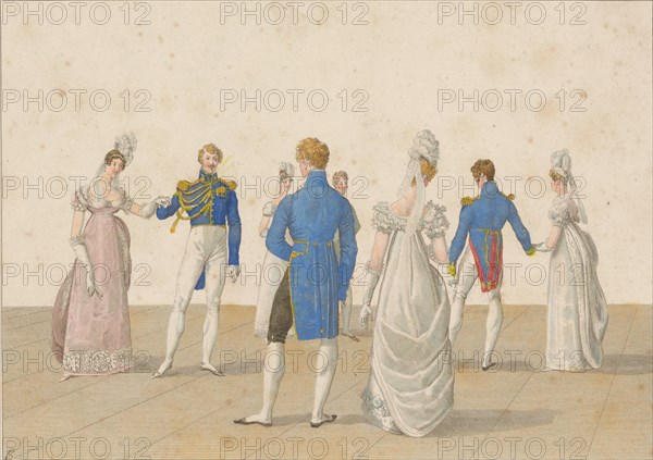 The Quadrille: A droite sur les côtés, 1820s.