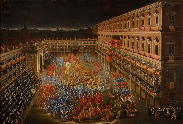 Joust of Carousels. The Festivities in Honor of Queen Christina of Sweden in the Courtyard of Palazz