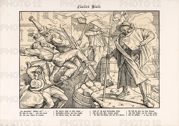 Also a Dance of Death, Sheet V (Death on the barricade), 1849.