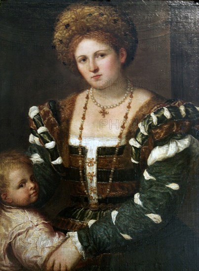'Portrait of a Lady with her Son', mid-1530s. Artist: Paris Bordone