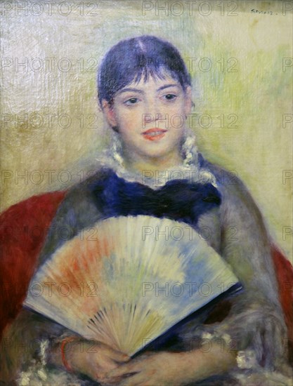 'Young Woman with a Fan', 1880. Artist: Pierre-Auguste Renoir