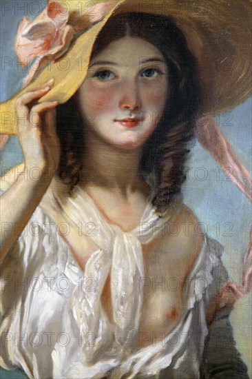 'Young Girl with Flowers', 1843. Artist: Camille Joseph Etienne Roqueplan