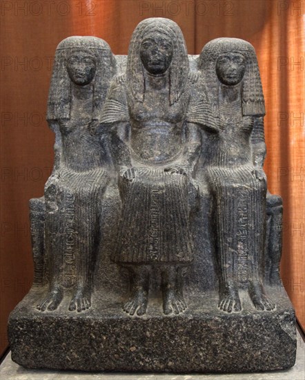 Statue of Amenemheb, Governor of Thebes, with his wife and mother, 14th century BC. Artist: Unknown