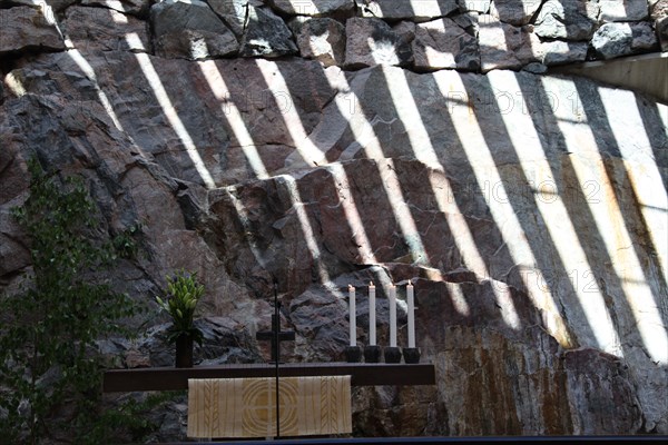 The altar, Temppeliaukio Church, Helsinki, Finland, 2011.  Artist: Sheldon Marshall