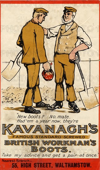 Kavanagh's Boots, 1910s. Artist: Unknown