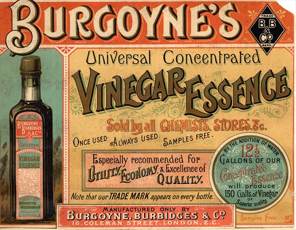 Burgoyne's Vinegar Essence, 1900s. Artist: Unknown