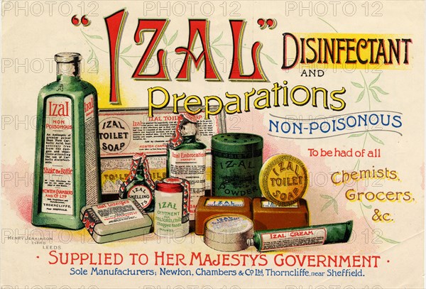 Izal disinfectant, 19th century. Artist: Unknown