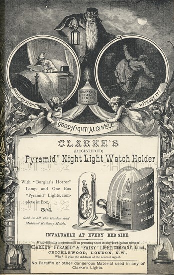 Clarkes Pyramid Night Light Watch Holder, 1893. Artist: Unknown