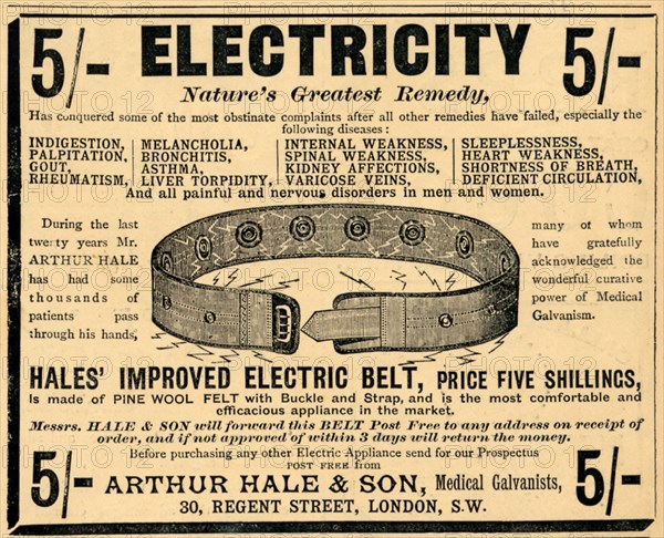 Arthur Hale Electric Belt, 1910. Artist: Unknown