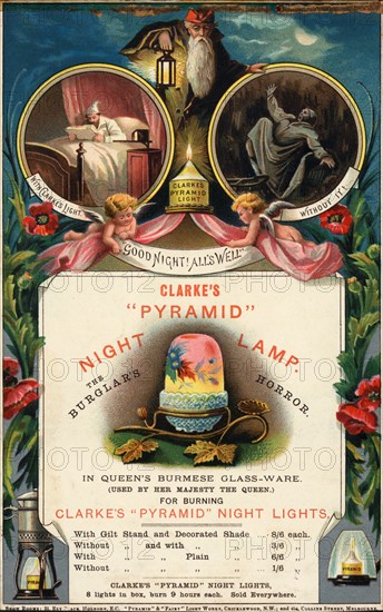 Clarkes Pyramid Night Lamp, 1890s. Artist: Unknown