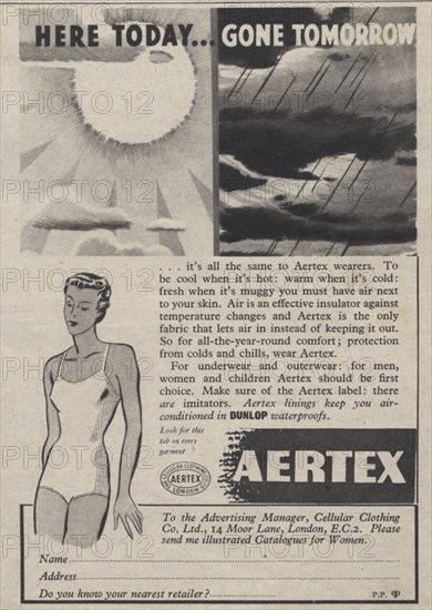 Aertex clothing, 1939. Artist: Unknown