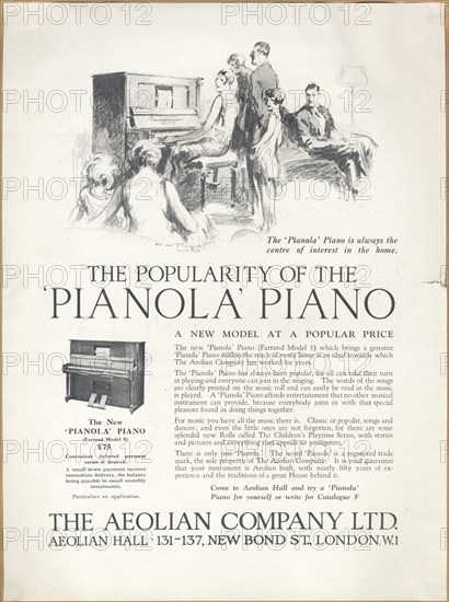 Aeolian Company Pianolas, 1920s. Artist: Wilfred Fryer