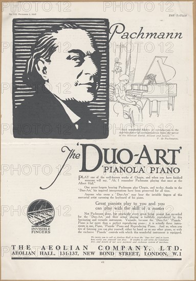 Aeolian Company Pianolas, 1924. Artist: Wilfred Fryer