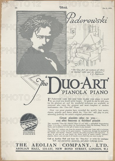 Aeolian Company Pianolas, 1924. Artist: Wilfred Fryer