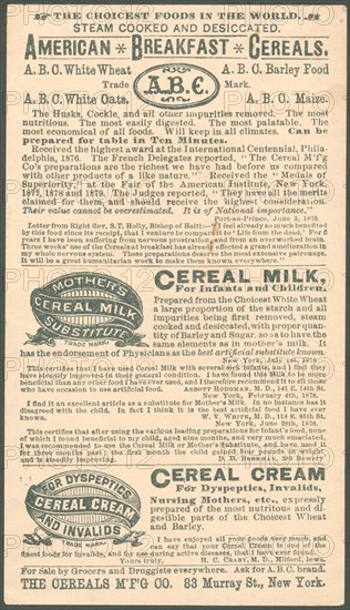 ABC American Breakfast cereals, 1900s. Artist: Unknown