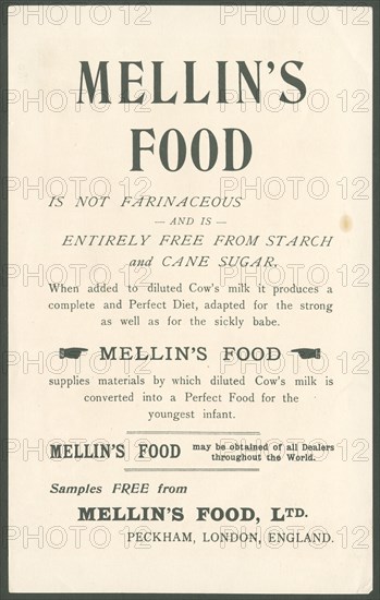 Mellin's Infant Food, 1900s. Artist: Unknown