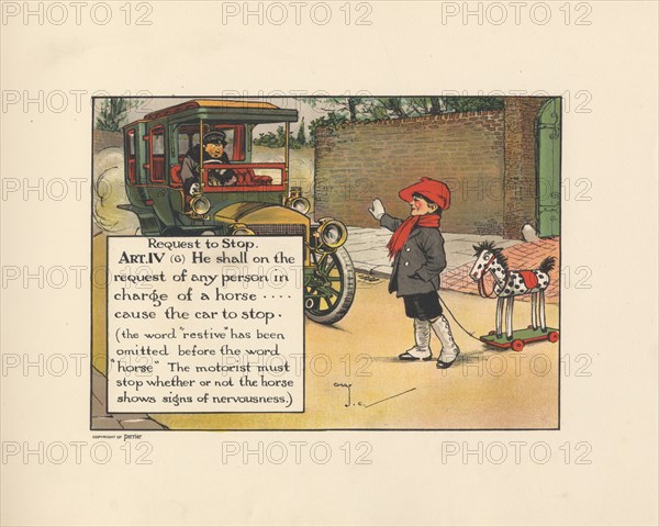 Motoritis, or other interpretations of the Motor Act. Article IV: Request to Stop, 1906. Artist: Unknown