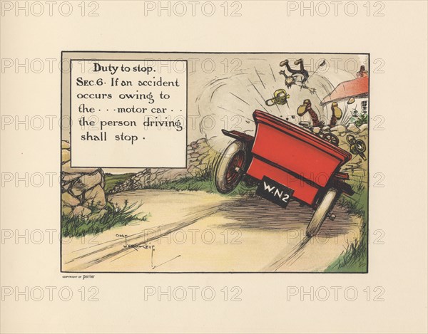 Motoritis, or other interpretations of the Motor Act. Duty to Stop Sec. 6, 1906. Artist: Unknown