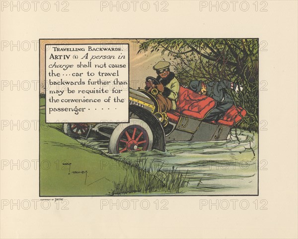 Motoritis, or other interpretations of the Motor Act. Travelling Backwards Article IV (1), 1906. Artist: Unknown