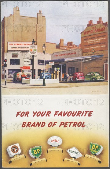 Shell, BP, National Benzole, 1950s. Artist: Wilfred Fryer