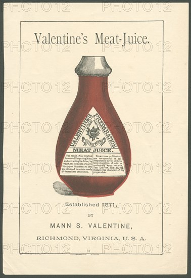 Valentine's Meat extract, 1890s. Artist: Unknown