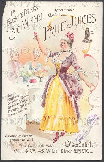 Big Wheel Fruit Juices, 1890s. Artist: Unknown