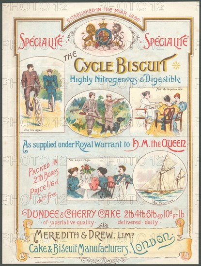 Meredith & Drew Cycle Biscuits, 1890s. Artist: Unknown