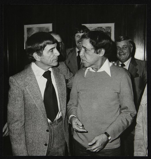 Louie Bellson and Buddy Rich at the International Drummers' Association meeting, 1978. Artist: Denis Williams